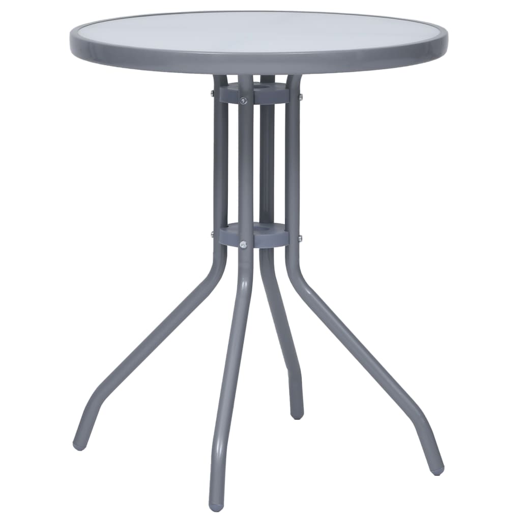 vidaXL Table de jardin Gris clair 60 cm Acier et verre