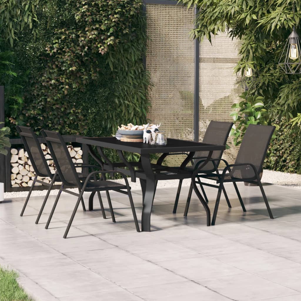 vidaXL Table de jardin Noir 140x70x70 cm Acier et verre