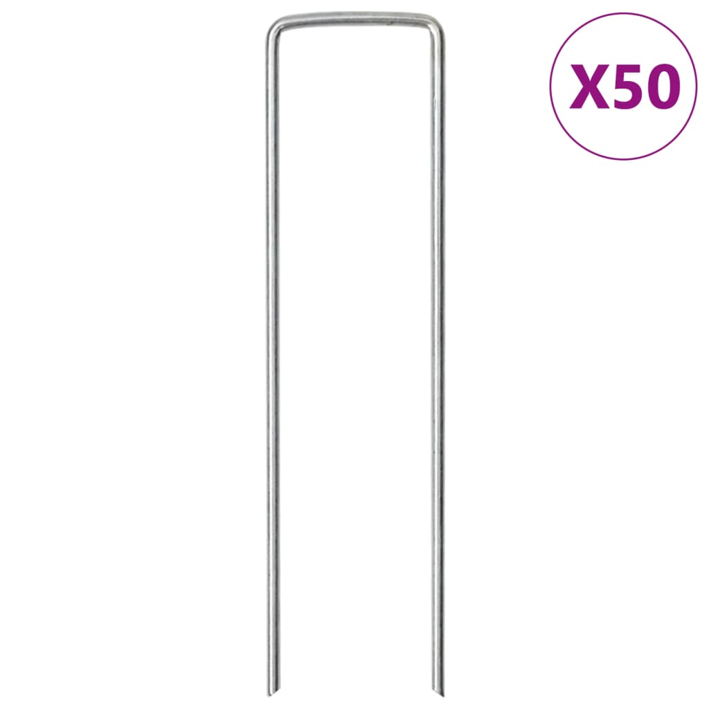 vidaXL Piquets de sol en forme de U 50 pcs 15x3,5 cm acier galvanisé