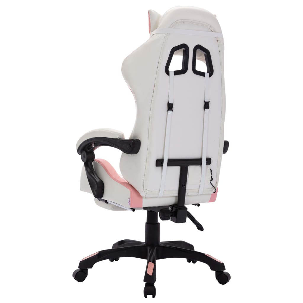 vidaXL Fauteuil de jeux vidéo avec LED RVB Rose et blanc Similicuir - Image 6