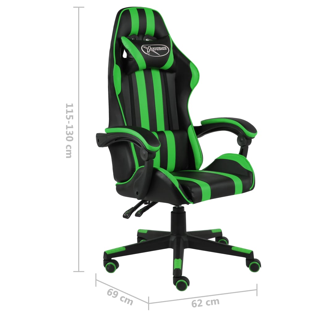 vidaXL Fauteuil de jeux vidéo Noir et vert Similicuir - Image 6
