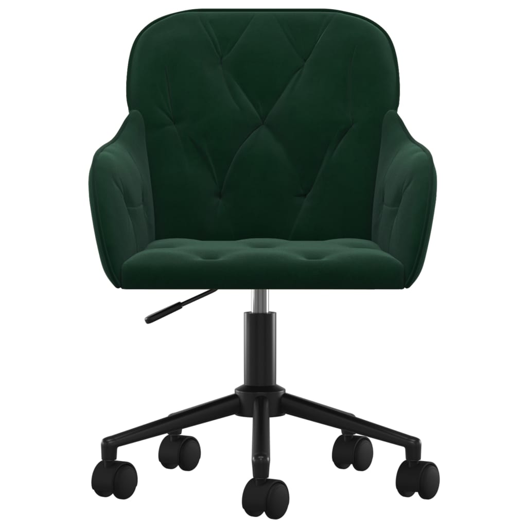 vidaXL Chaise pivotante de bureau Vert foncé Velours - Image 3