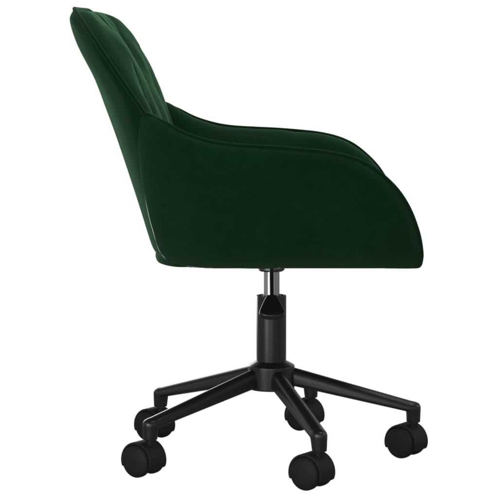 vidaXL Chaise pivotante de bureau Vert foncé Velours - Image 4