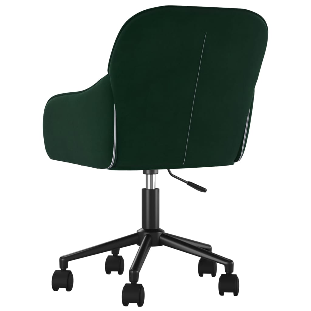 vidaXL Chaise pivotante de bureau Vert foncé Velours - Image 5