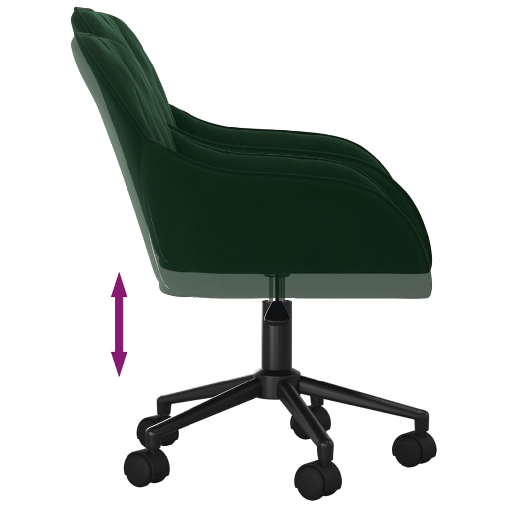 vidaXL Chaise pivotante de bureau Vert foncé Velours - Image 6