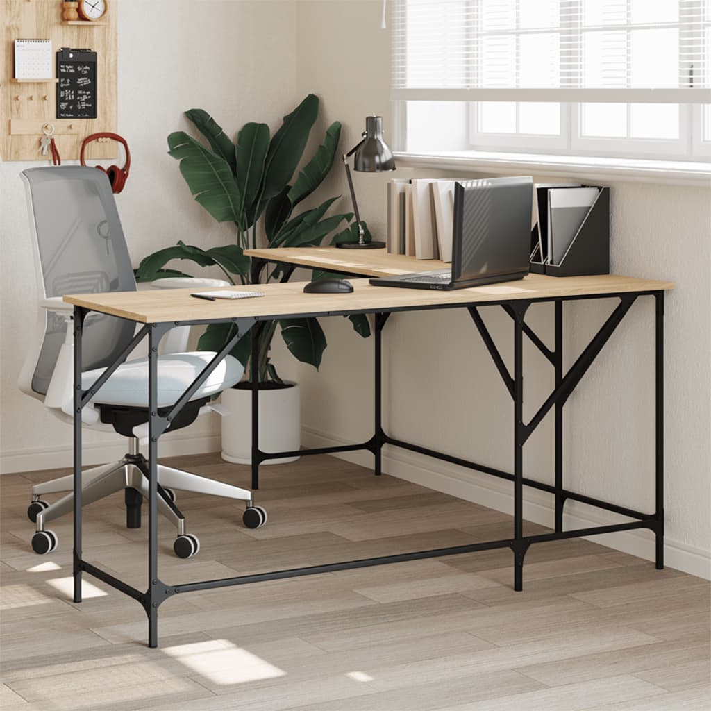 vidaXL Bureau chêne sonoma 149x149x75 cm bois d'ingénierie