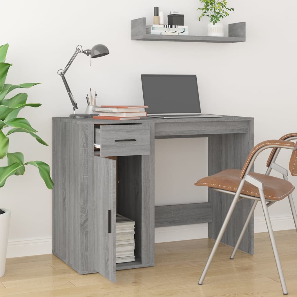 vidaXL Bureau Sonoma gris 100x49x75 cm Bois d'ingénierie - Image 3