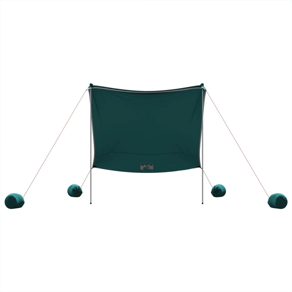vidaXL Auvent de plage avec ancres de sable vert 214x236 cm - Image 4