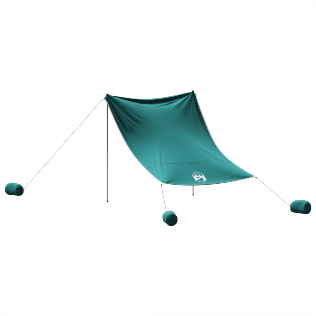 vidaXL Auvent de plage avec ancres de sable vert 214x236 cm - Image 6