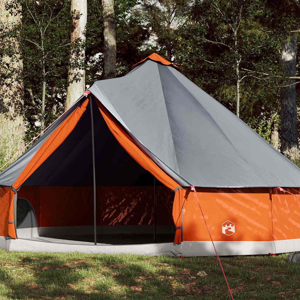 vidaXL Tente familiale tipi 12 personnes gris et orange imperméable