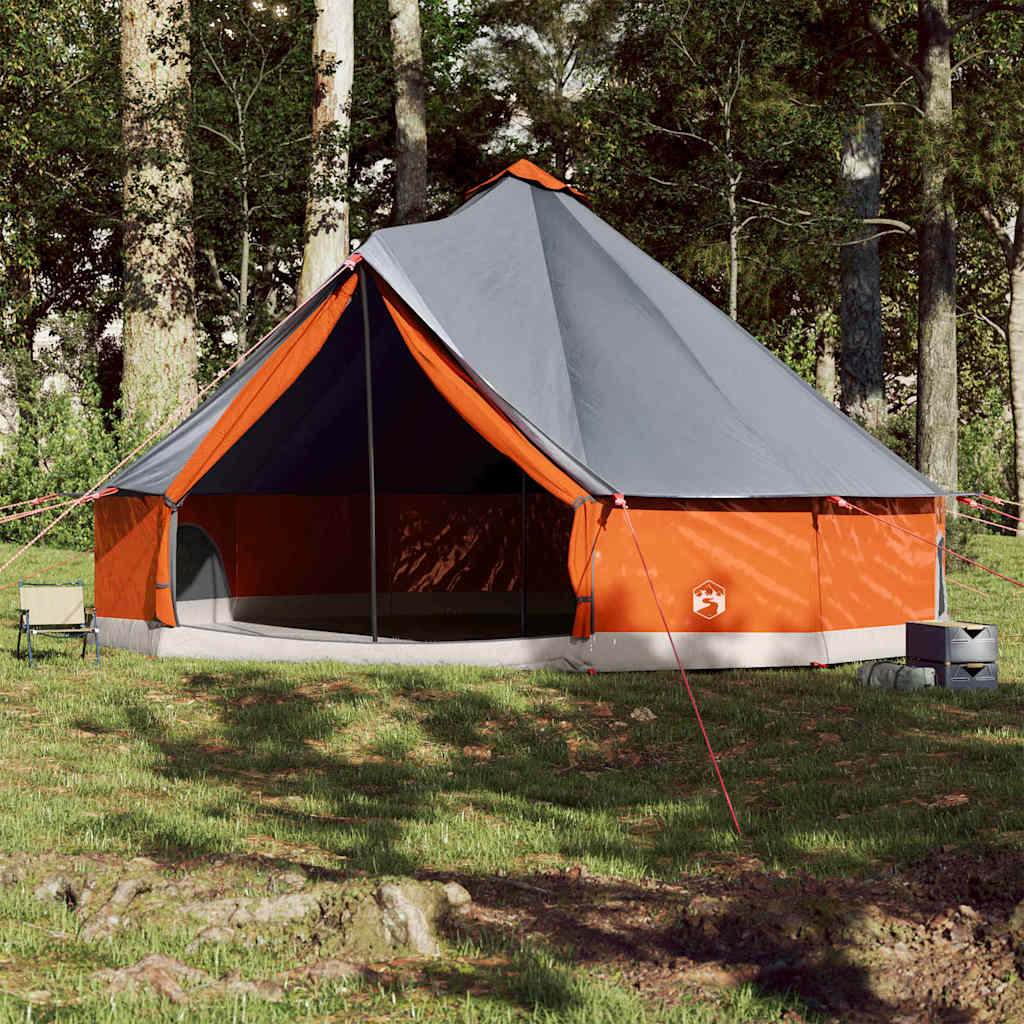 vidaXL Tente familiale tipi 12 personnes gris et orange imperméable - Image 3