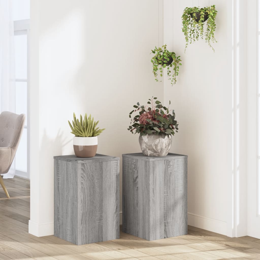 vidaXL Supports pour plantes 2 pcs gris sonoma bois d'ingénierie