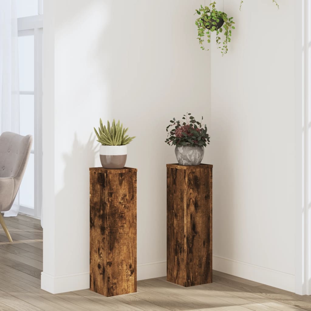 vidaXL Supports pour plantes 2 pcs chêne fumé bois d'ingénierie
