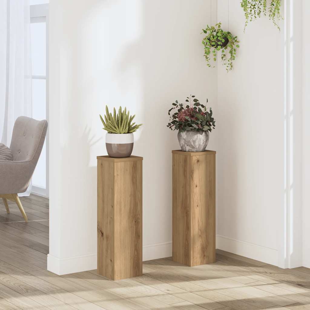 vidaXL Supports pour plantes 2 pcs chêne artisanal bois d'ingénierie