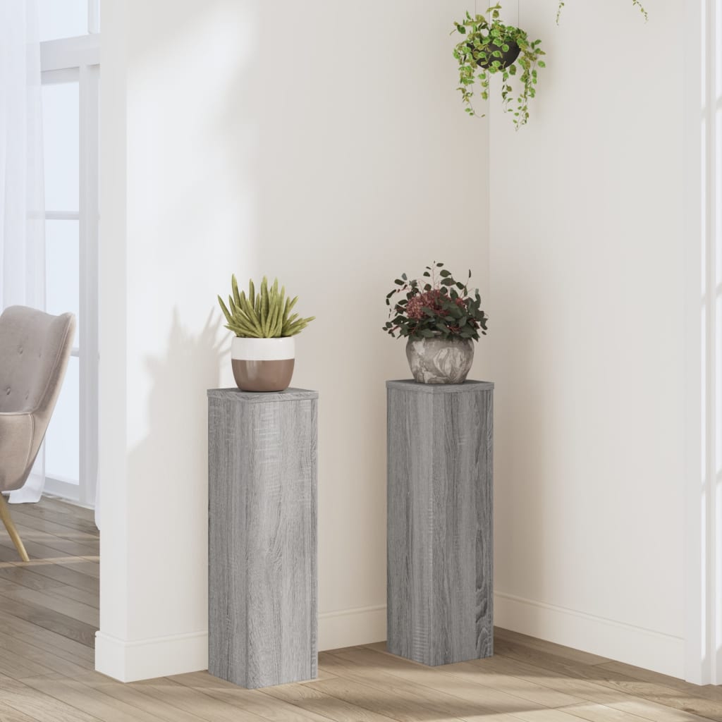 vidaXL Supports pour plantes 2 pcs sonoma gris bois d'ingénierie