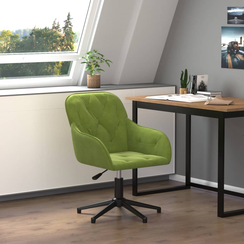 vidaXL Chaise pivotante de bureau Vert clair Velours