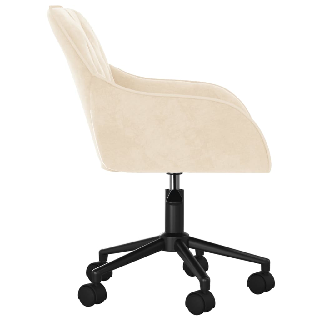 vidaXL Chaise pivotante de bureau Crème Velours - Image 4