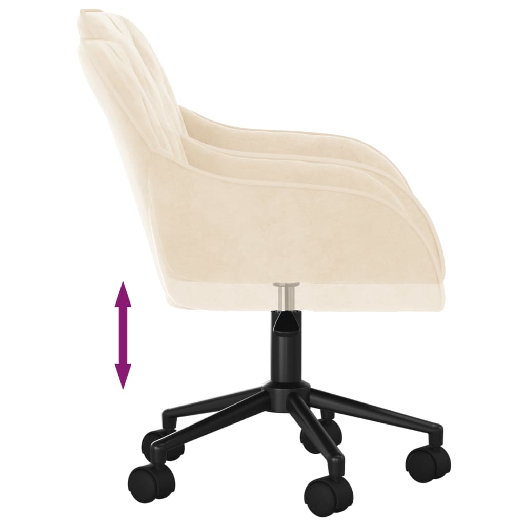 vidaXL Chaise pivotante de bureau Crème Velours - Image 6