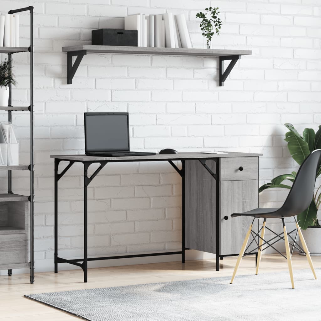 vidaXL Bureau d'ordinateur sonoma gris 131x48x75 cm bois d’ingénierie
