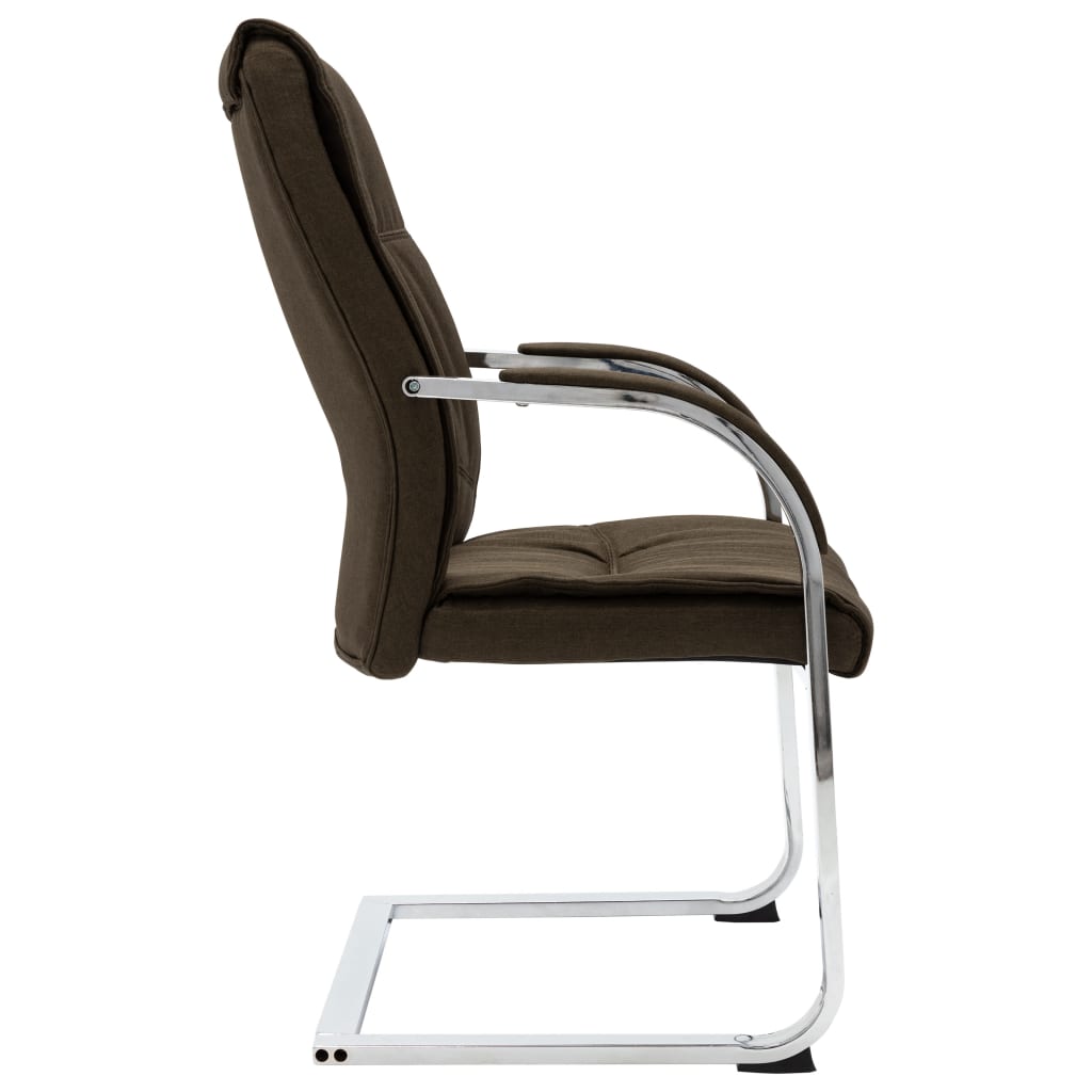 vidaXL Chaise de bureau cantilever Marron Tissu - Image 3