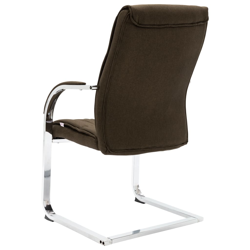 vidaXL Chaise de bureau cantilever Marron Tissu - Image 4