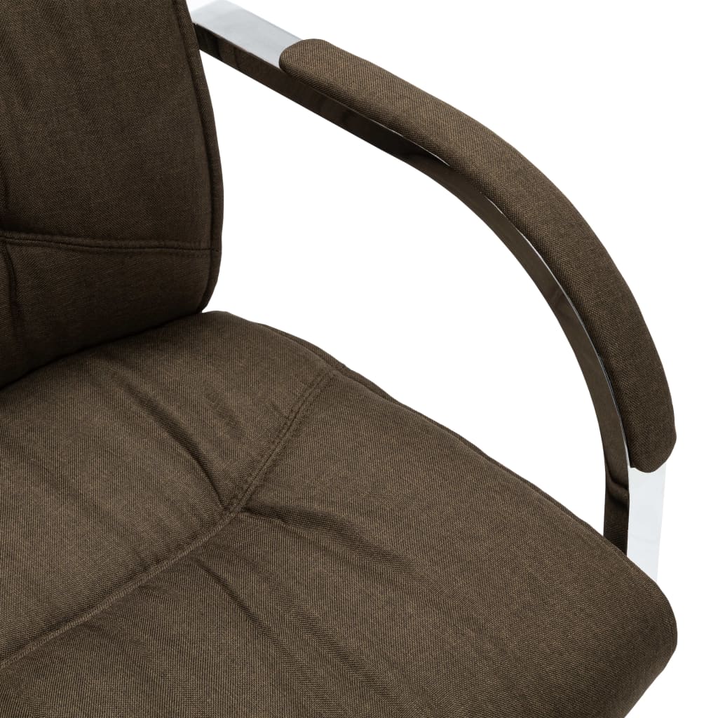 vidaXL Chaise de bureau cantilever Marron Tissu - Image 5