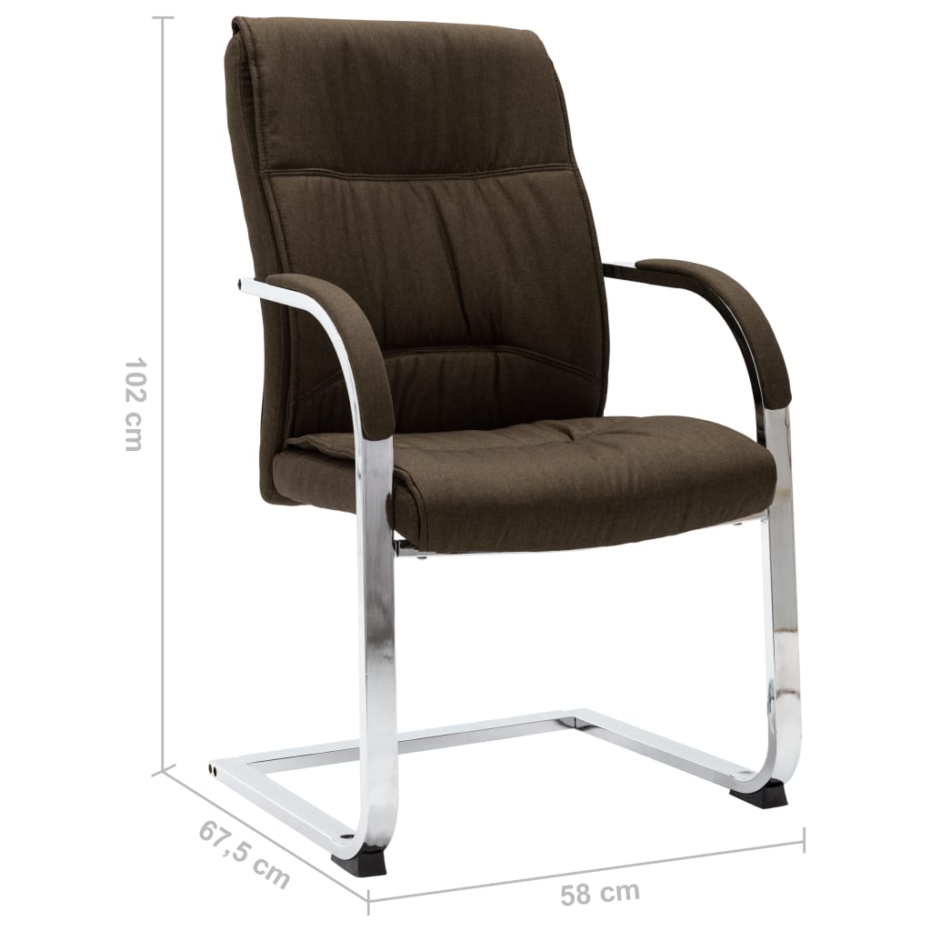 vidaXL Chaise de bureau cantilever Marron Tissu - Image 6