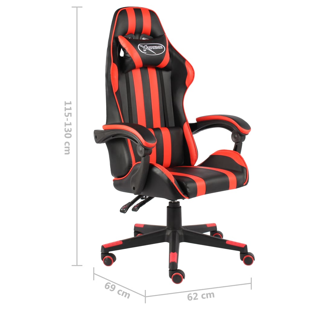 vidaXL Fauteuil de jeux vidéo Noir et rouge Similicuir - Image 6