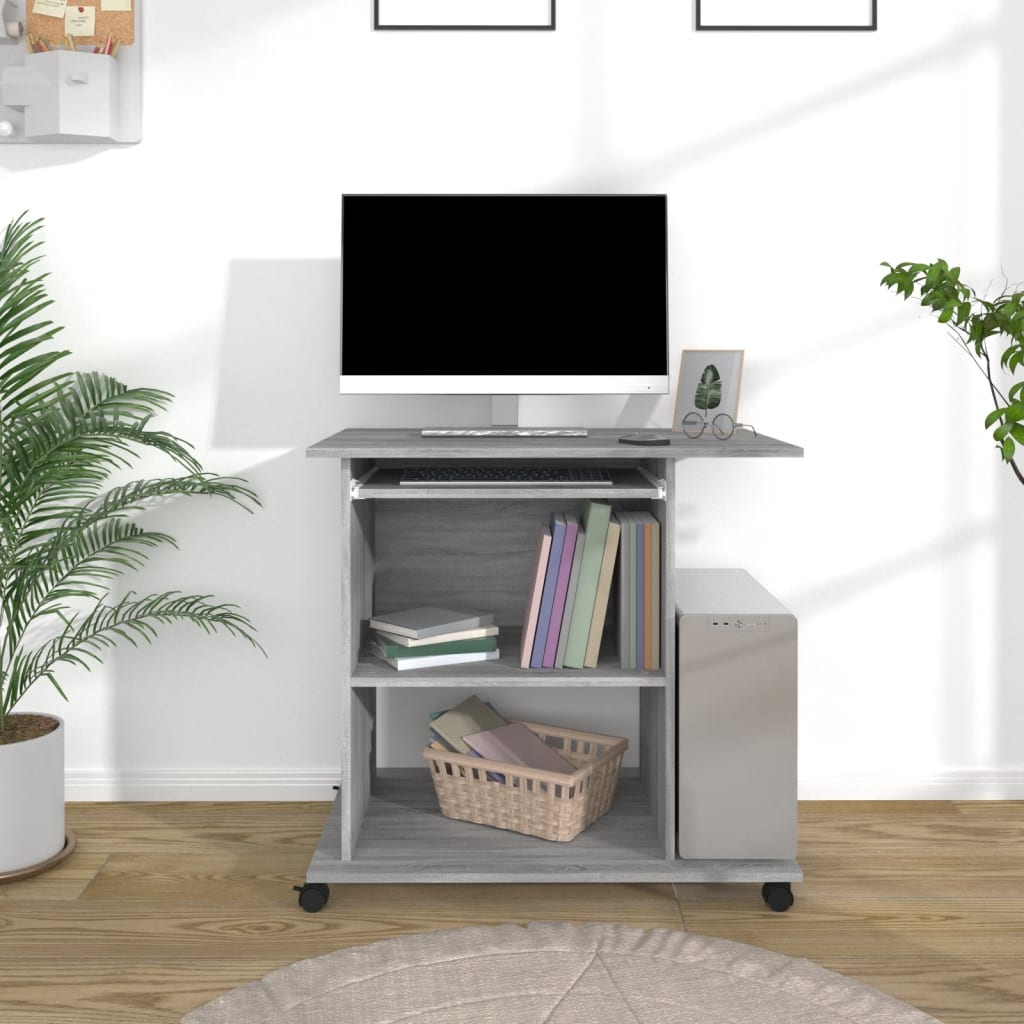 vidaXL Bureau d'ordinateur Sonoma gris 80x50x75 cm Bois d'ingénierie