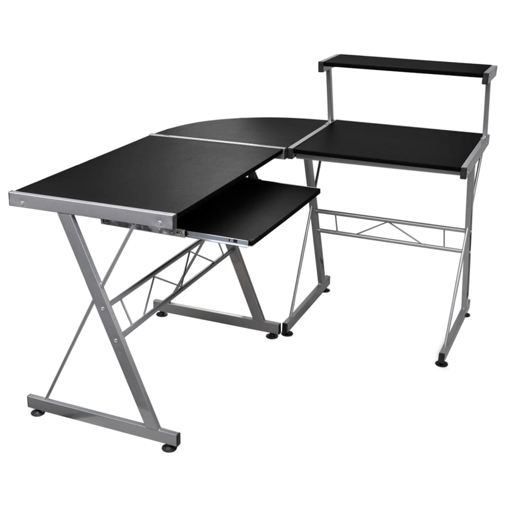 vidaXL Bureau d'ordinateur d'angle Noir 132x112x99cm Bois d'ingénierie