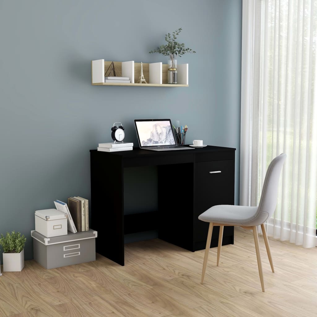 vidaXL Bureau Noir 100x50x76 cm Bois d’ingénierie