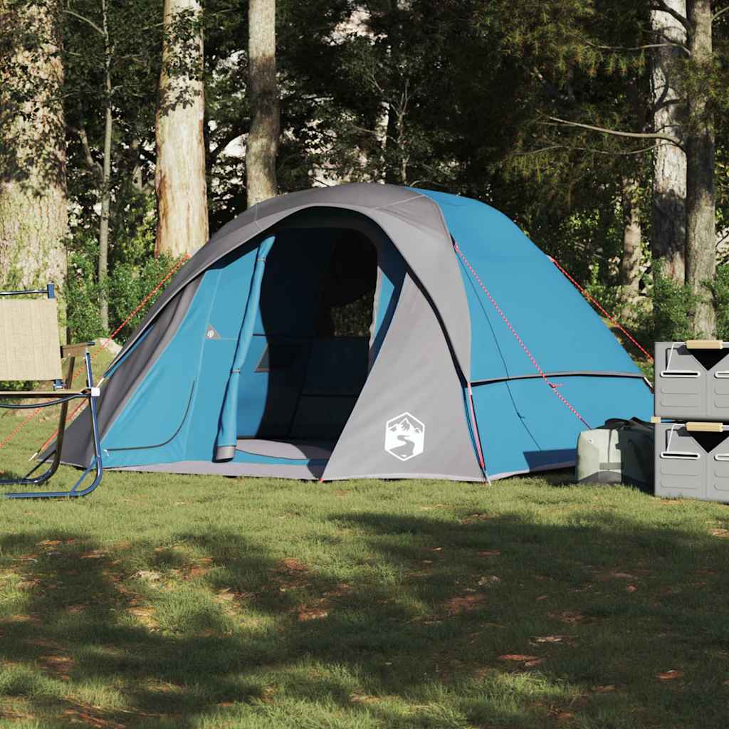 vidaXL Tente de cabine familiale 6 personnes bleu imperméable - Image 4