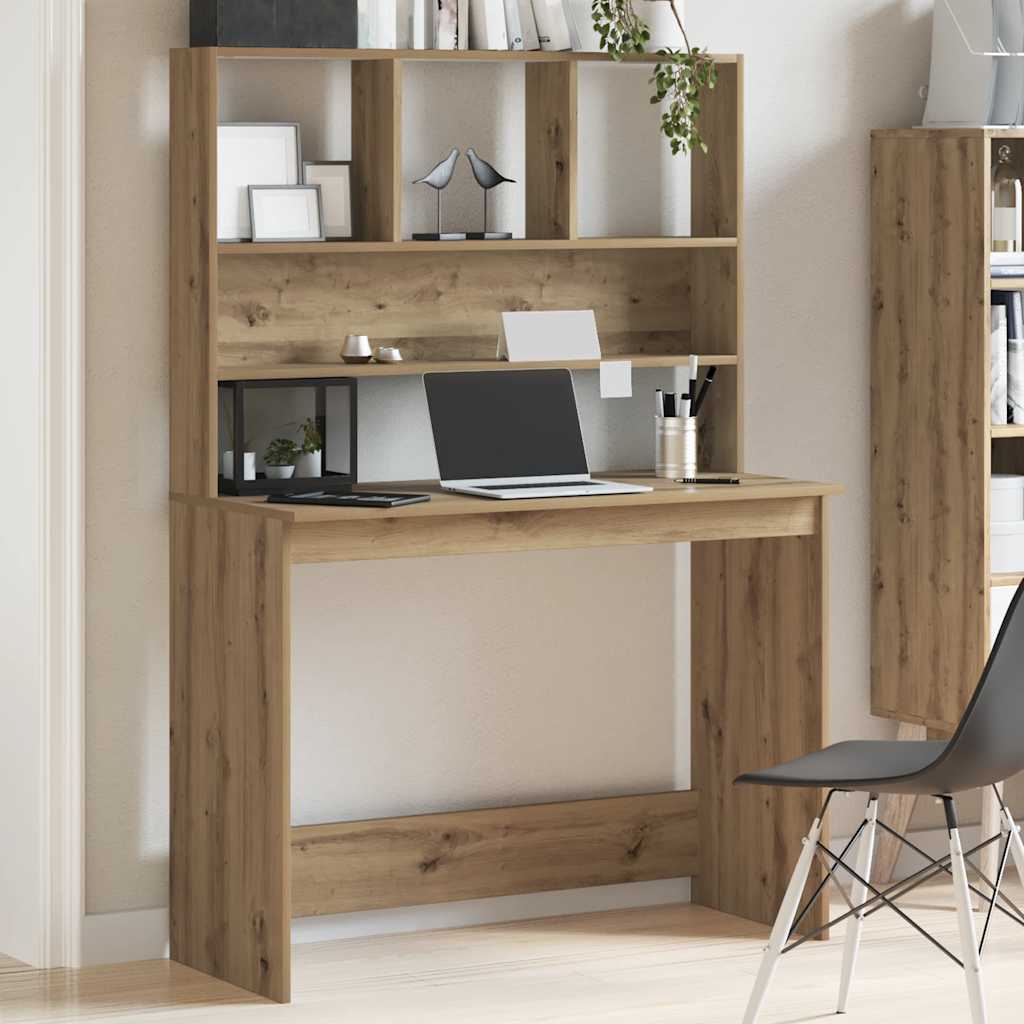 vidaXL Bureau avec étagères chêne artisanal Bois d'ingénierie