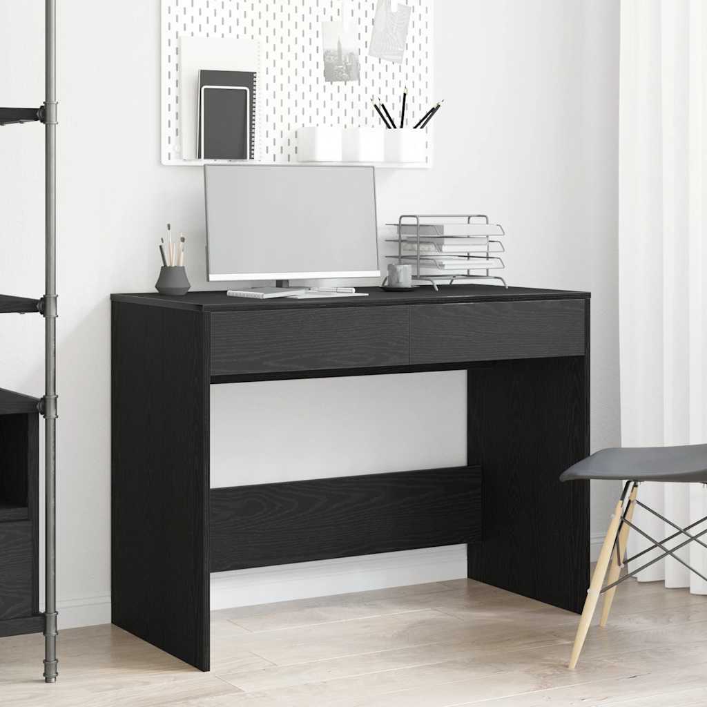 vidaXL Bureau chêne noir 101x50x76,5 cm Bois d'ingénierie