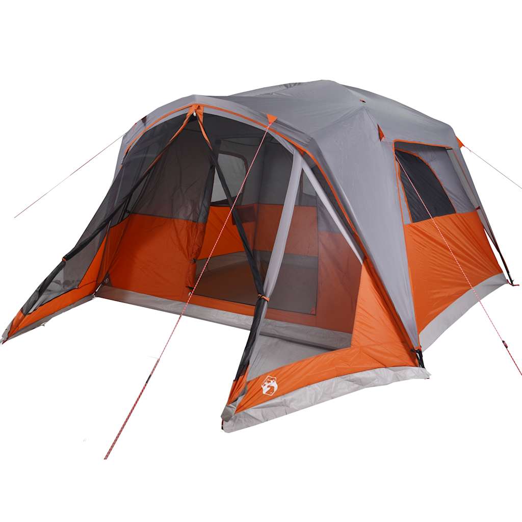vidaXL Tente familiale et porche 6 personnes gris orange imperméable - Image 4