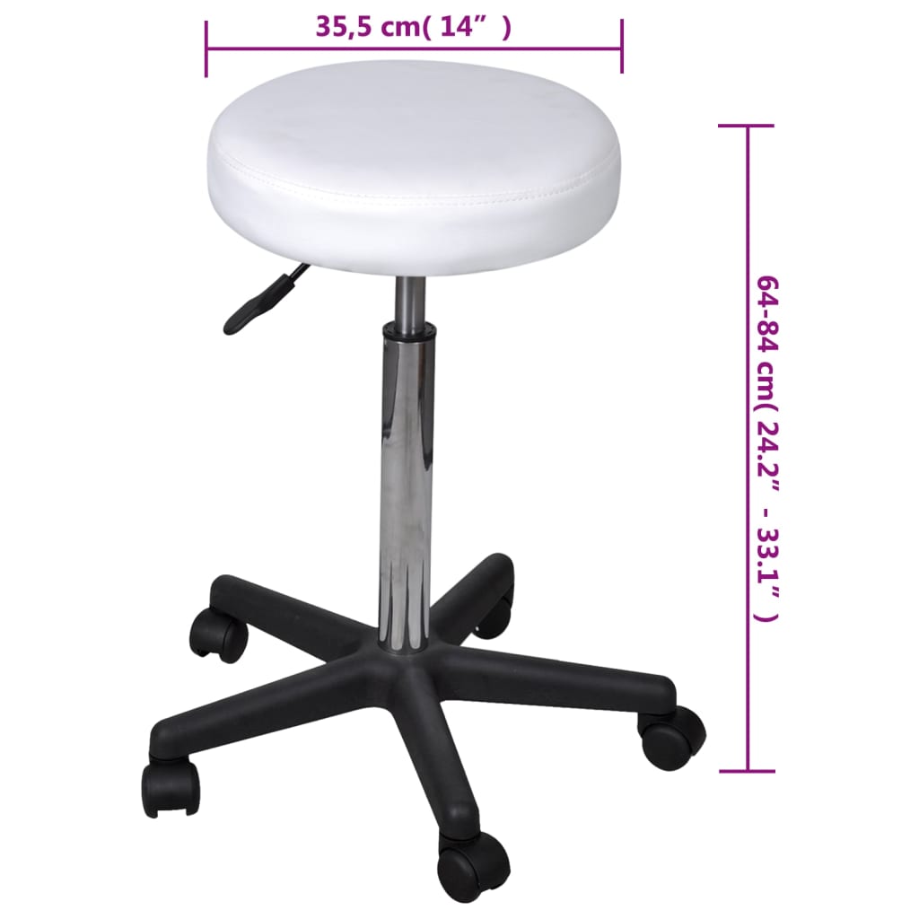 vidaXL Tabouret de bureau Blanc - Image 4
