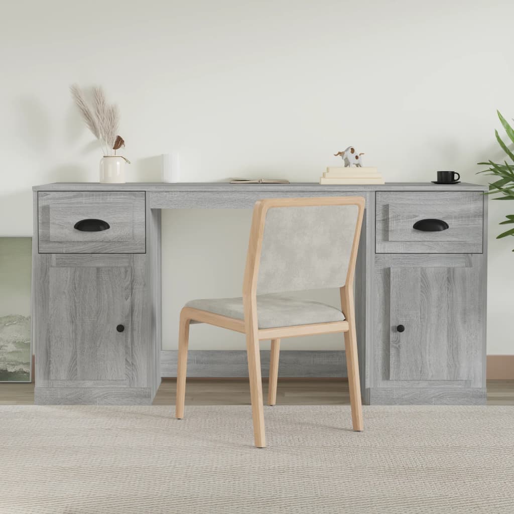 vidaXL Bureau avec armoire sonoma gris bois d'ingénierie