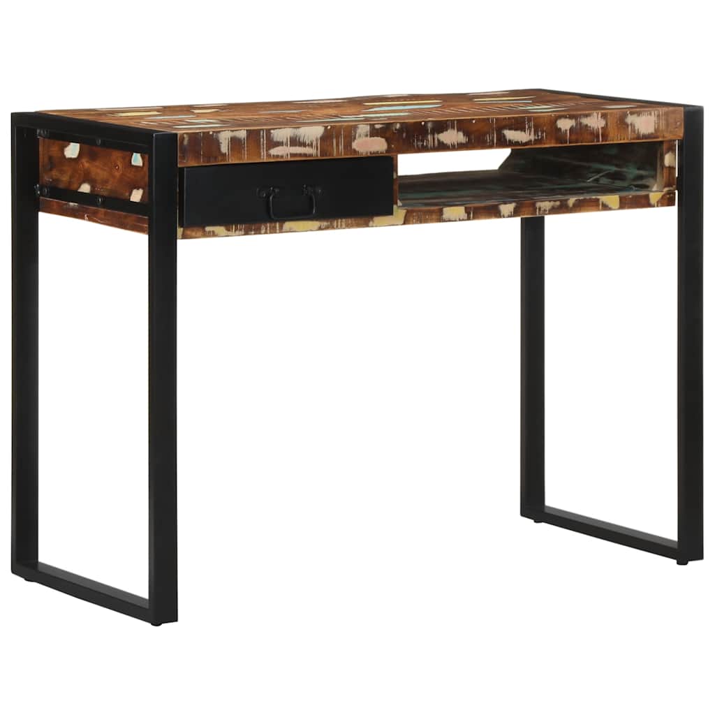 vidaXL Bureau multicolore 100x50x75 cm bois massif de récupération