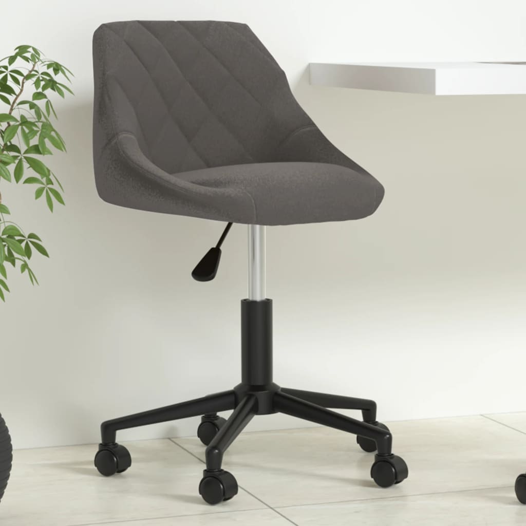 vidaXL Chaise pivotante de bureau Gris foncé Velours