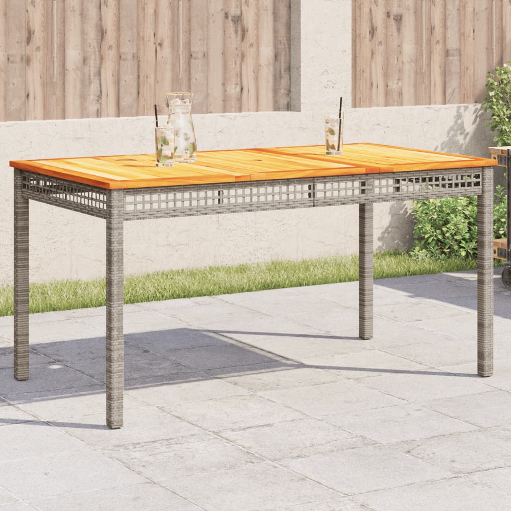vidaXL Table de jardin gris 140x80x75 cm résine tressée et bois acacia