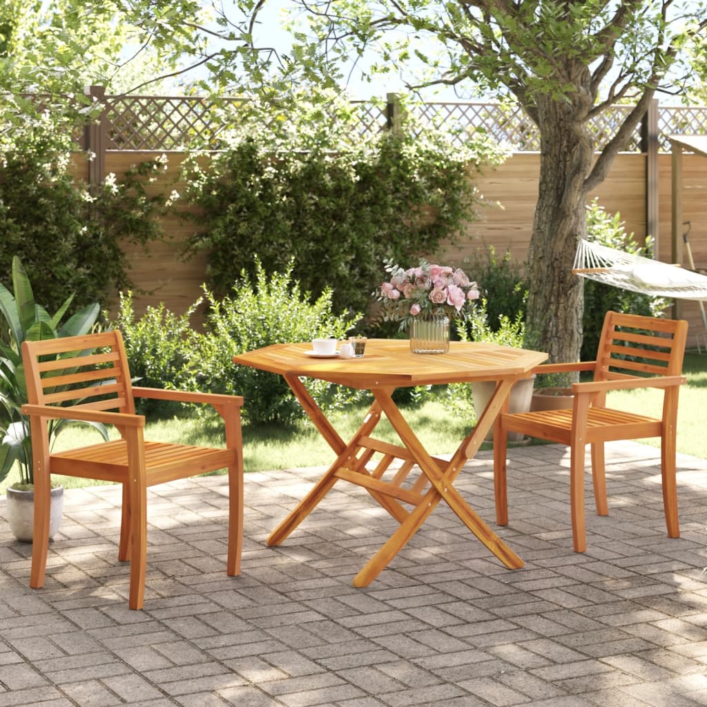 vidaXL Table pliable de jardin Ø110x75 cm bois d'acacia solide - Image 3