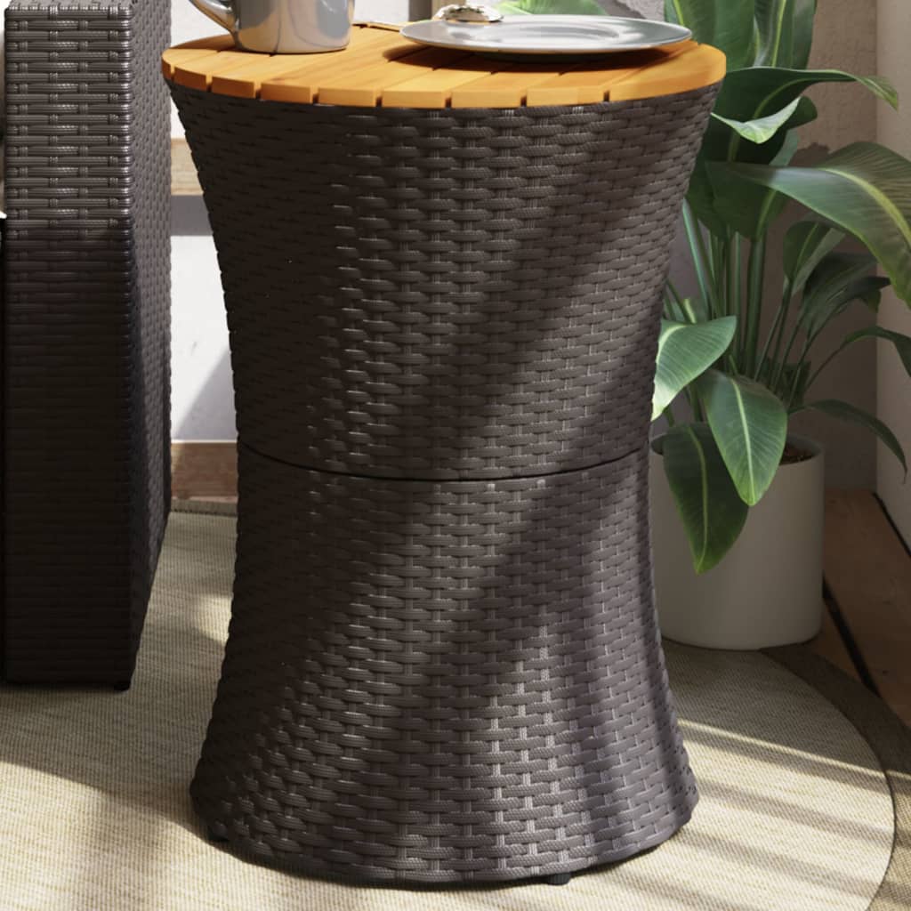 vidaXL Table d'appoint de jardin forme tambour noir rotin bois massif