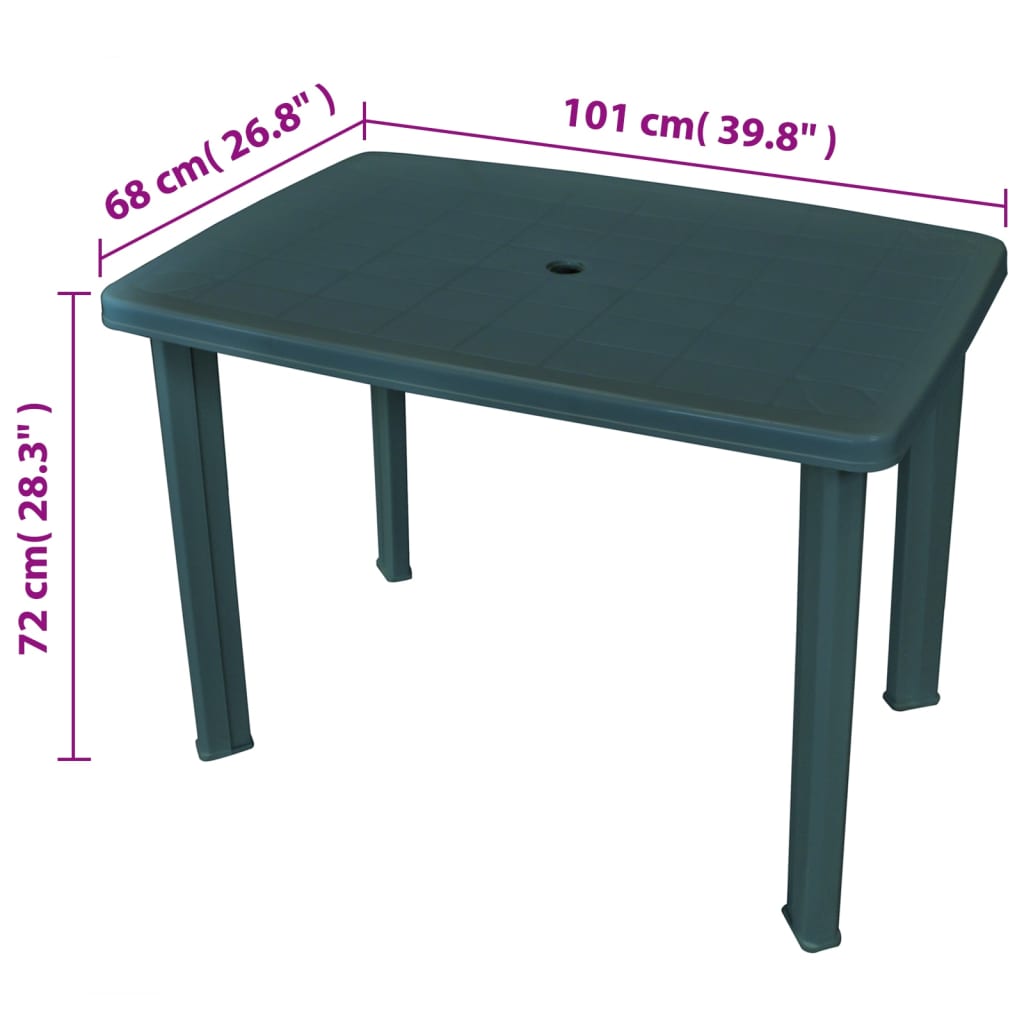 vidaXL Table de jardin Vert 101 x 68 x 72 cm Plastique - Image 5