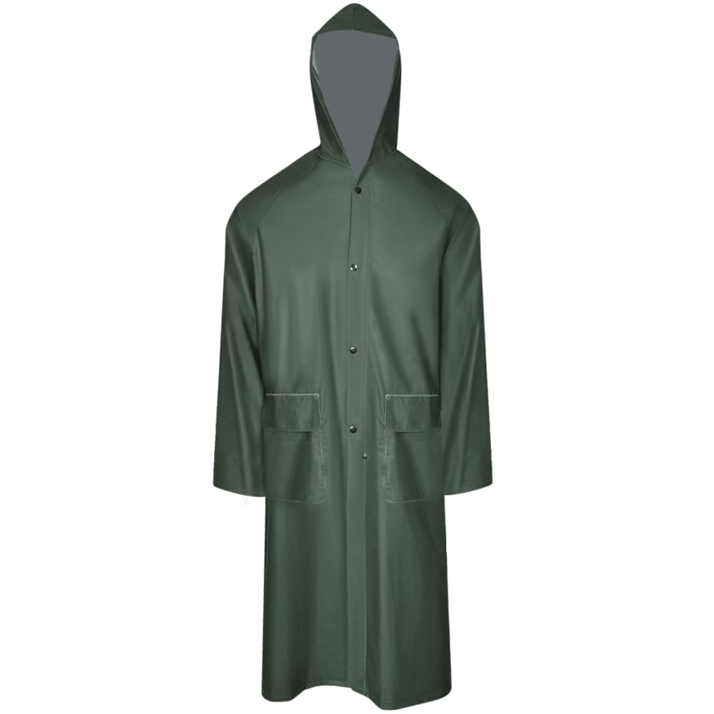 vidaXL Manteau de pluie long imperméable résistant à capuche vert L