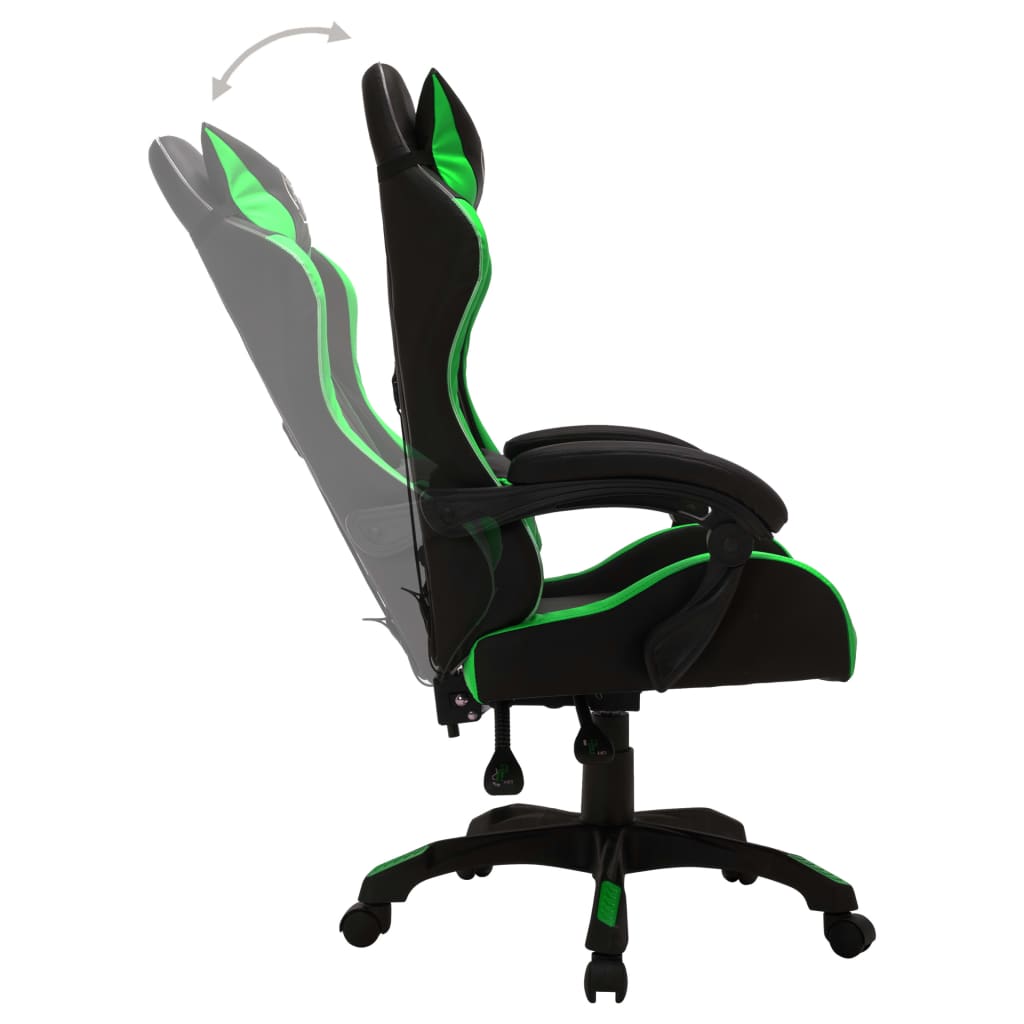 vidaXL Fauteuil de jeux vidéo avec LED RVB Vert et noir Similicuir - Image 5