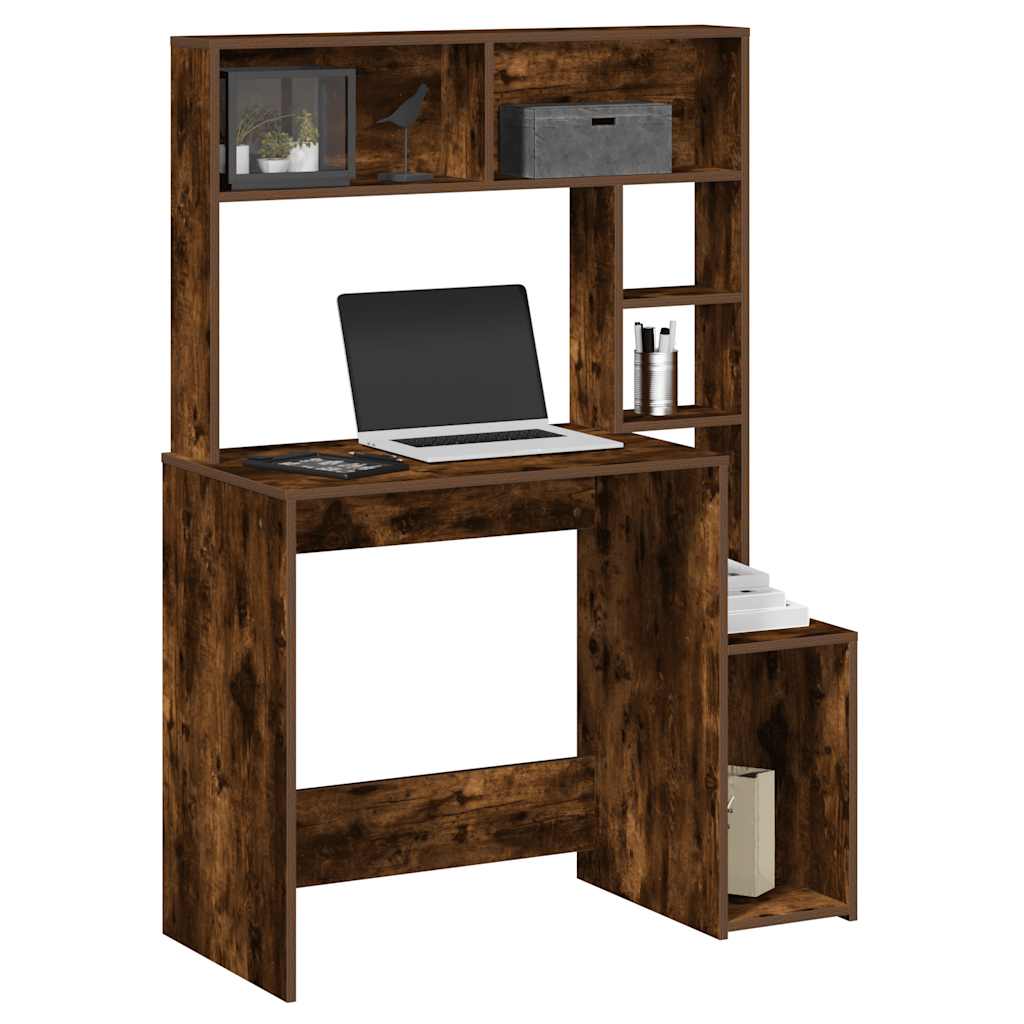vidaXL Bureau avec étagères chêne fumé 100x45x140 cm bois d'ingénierie
