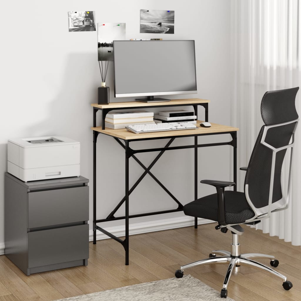 vidaXL Bureau chêne sonoma 80x50x90 cm bois d'ingénierie et fer