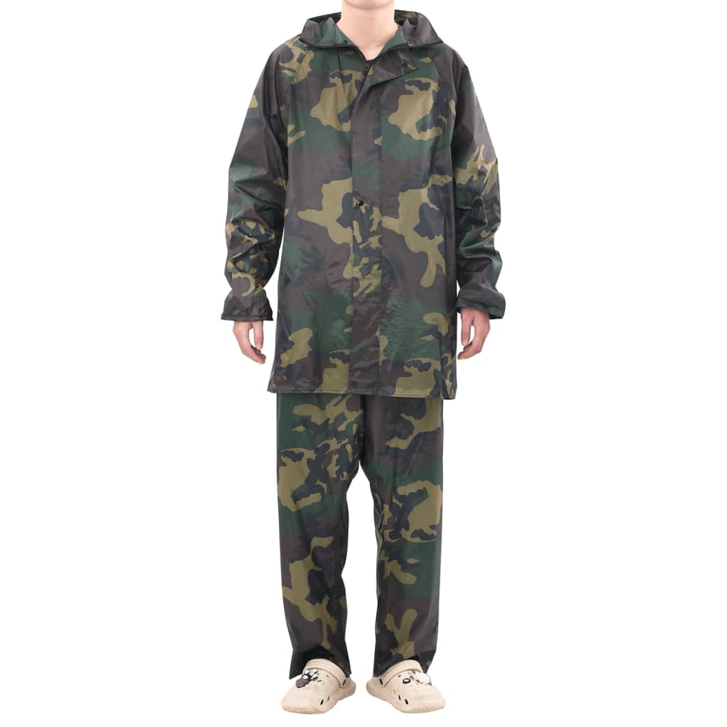 vidaXL Combinaison de pluie avec capuche 2 pcs Hommes Camouflage L - Image 3