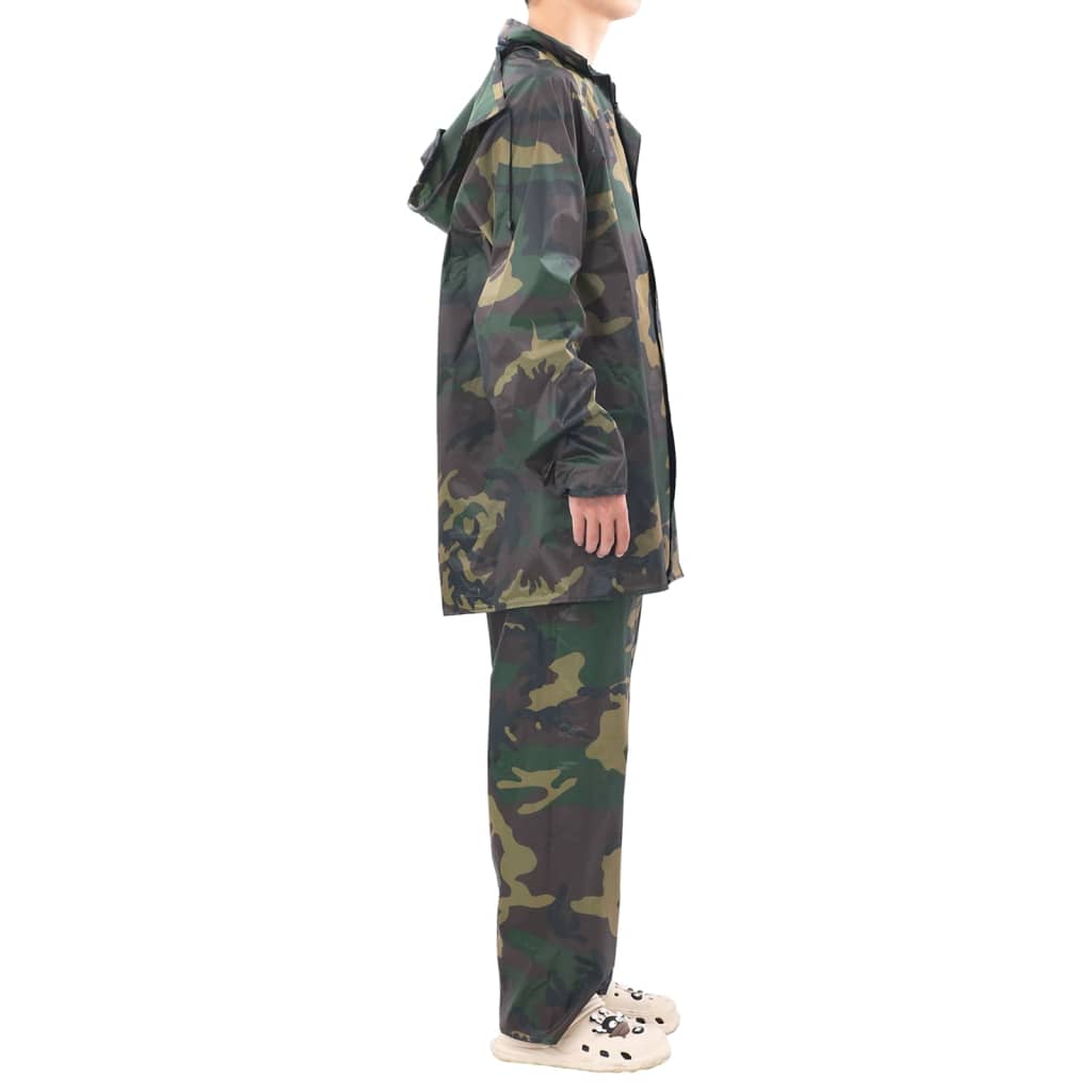 vidaXL Combinaison de pluie avec capuche 2 pcs Hommes Camouflage L - Image 5
