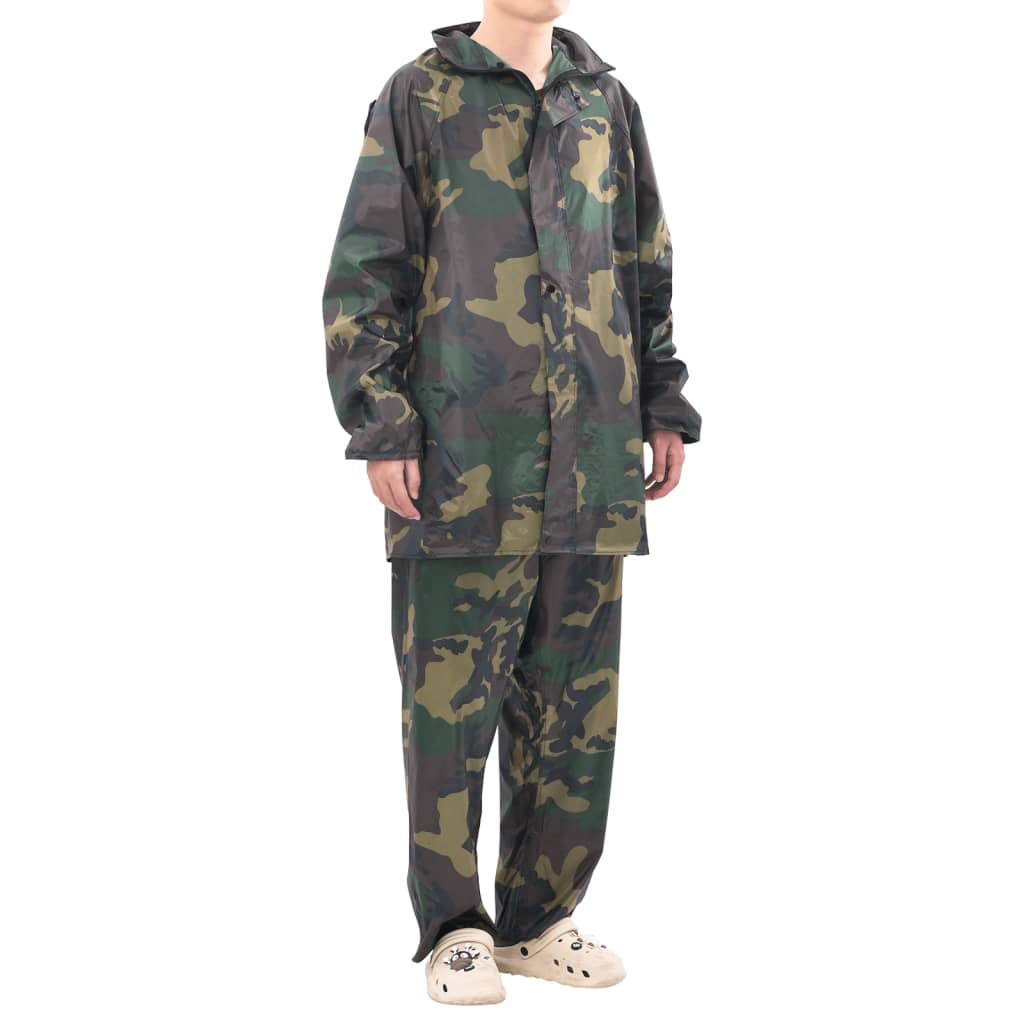 vidaXL Combinaison de pluie avec capuche 2 pcs Hommes Camouflage L - Image 4